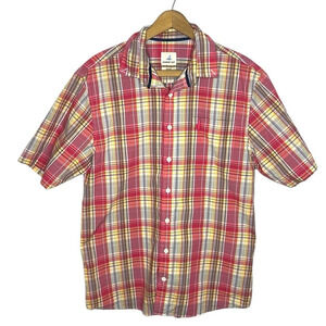 johnnie-O Hangin’ Out Shirt Mens M Pink Plaid Button Front Casual Summer